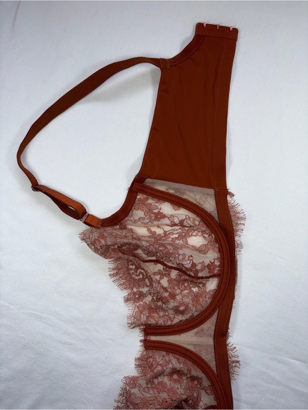Skarlett Blue Terracotta Rust Lace Unlined Balconette Bra 36DDD - Picture 6 of 8